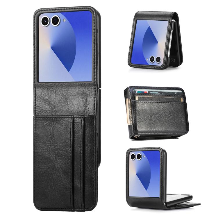 

For Galaxy Z Flip8 5G Vertical Flip Card Slot Leather Phone Case(Black)