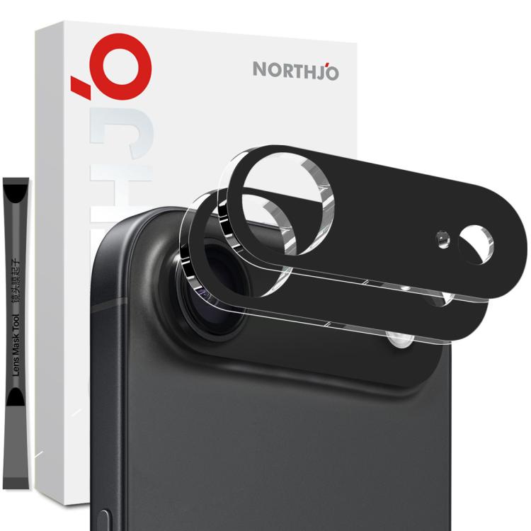 

For iPhone 17 Air 2pcs NORTHJO Camera Lens Protector 3D HD Tempered Glass Film(Black)