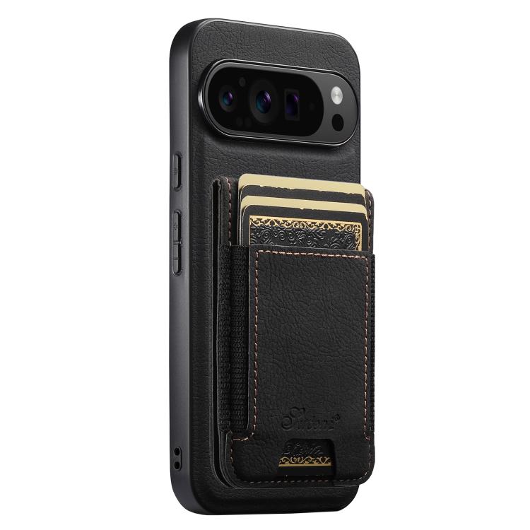 For Google Pixel 11 Pro XL Suteni H17 Litchi Texture Leather Magnetic Detachable Wallet Phone Case(Black)