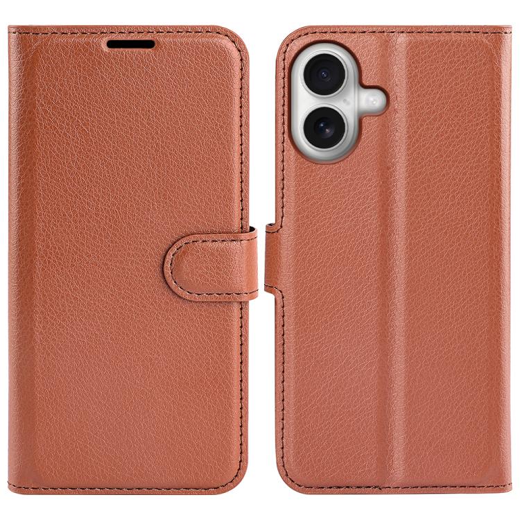 

For iPhone 17 Litchi Texture Horizontal Flip Leather Phone Case with Holder(Brown)