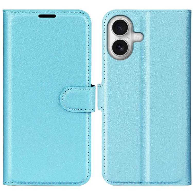 

For iPhone 17 Litchi Texture Horizontal Flip Leather Phone Case with Holder(Blue)