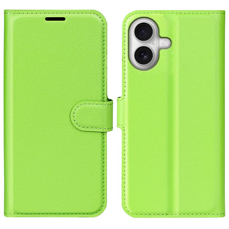 

For iPhone 17 Litchi Texture Horizontal Flip Leather Phone Case with Holder(Green)