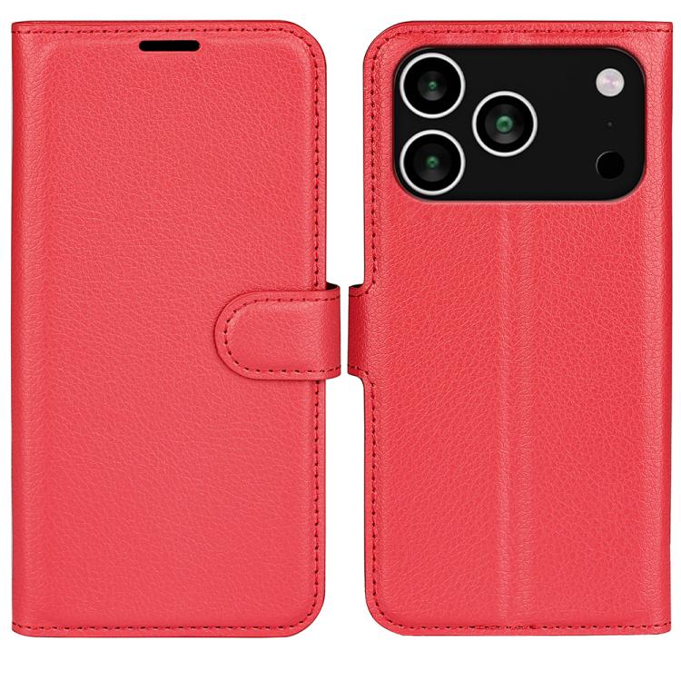 

For iPhone 17 Pro Litchi Texture Horizontal Flip Leather Phone Case with Holder(Red)