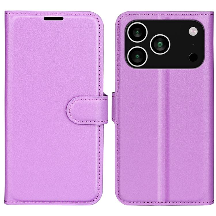 

For iPhone 17 Pro Litchi Texture Horizontal Flip Leather Phone Case with Holder(Purple)