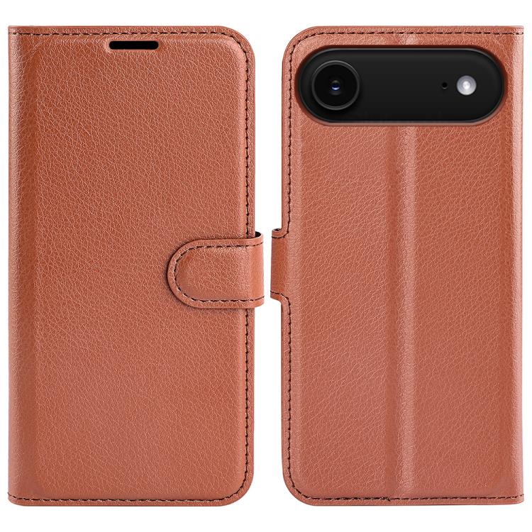 

For iPhone 17 Air Litchi Texture Horizontal Flip Leather Phone Case with Holder(Brown)