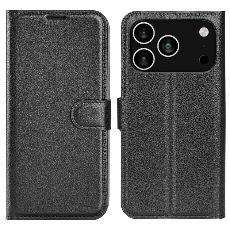 

For iPhone 17 Pro Max Litchi Texture Horizontal Flip Leather Phone Case with Holder(Black)