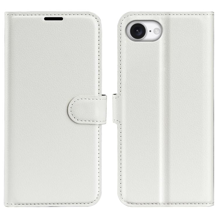

For iPhone 16e Litchi Texture Horizontal Flip Leather Phone Case with Holder(White)