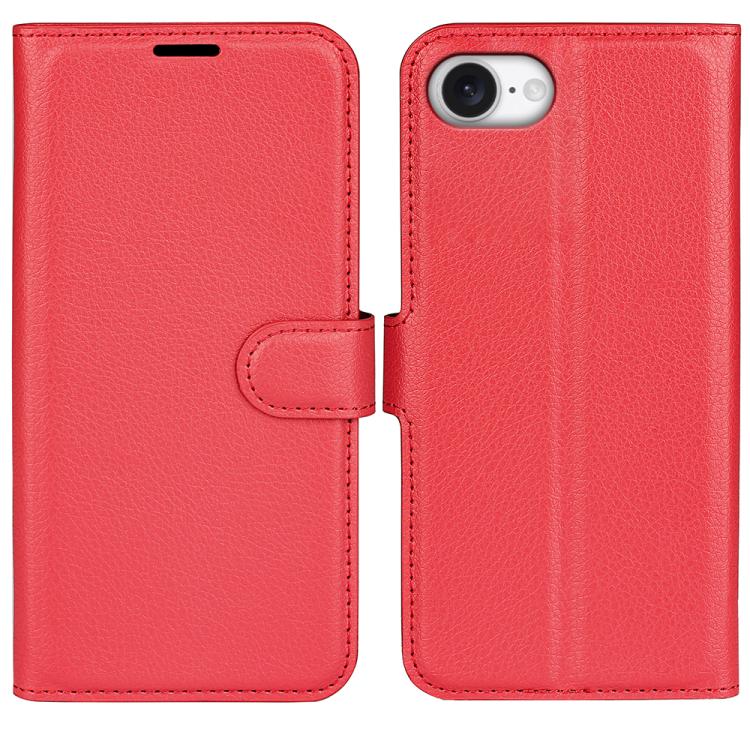 

For iPhone 16e Litchi Texture Horizontal Flip Leather Phone Case with Holder(Red)