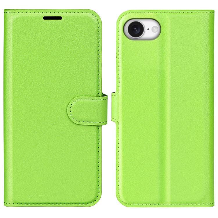 

For iPhone 16e Litchi Texture Horizontal Flip Leather Phone Case with Holder(Green)