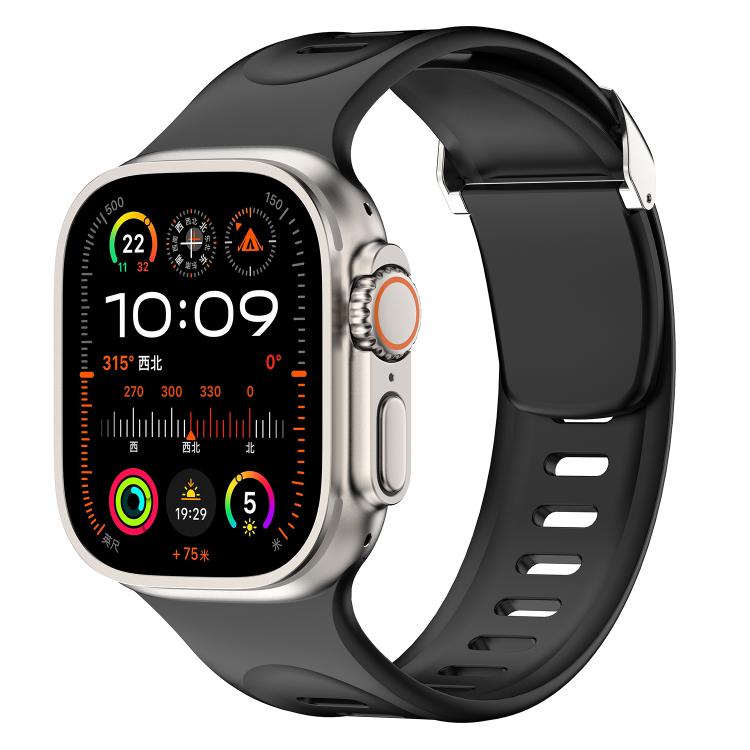 

For Apple Watch 46mm / 49mm / 45mm / 44mm Explorer Silicone Watch Band(Black)