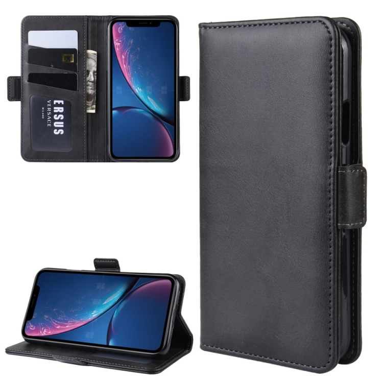 

Dual-side Magnetic Buckle Horizontal Flip Leather Case for iPhone XR, with Holder & Card Slots & Photo Frame(Black)