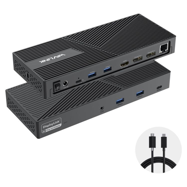 

WAVLINK UG69PD24 12-in-1 PD 100W Charging Displaylink Docking Station For Thunderbolt 4 / 3(US Plug)