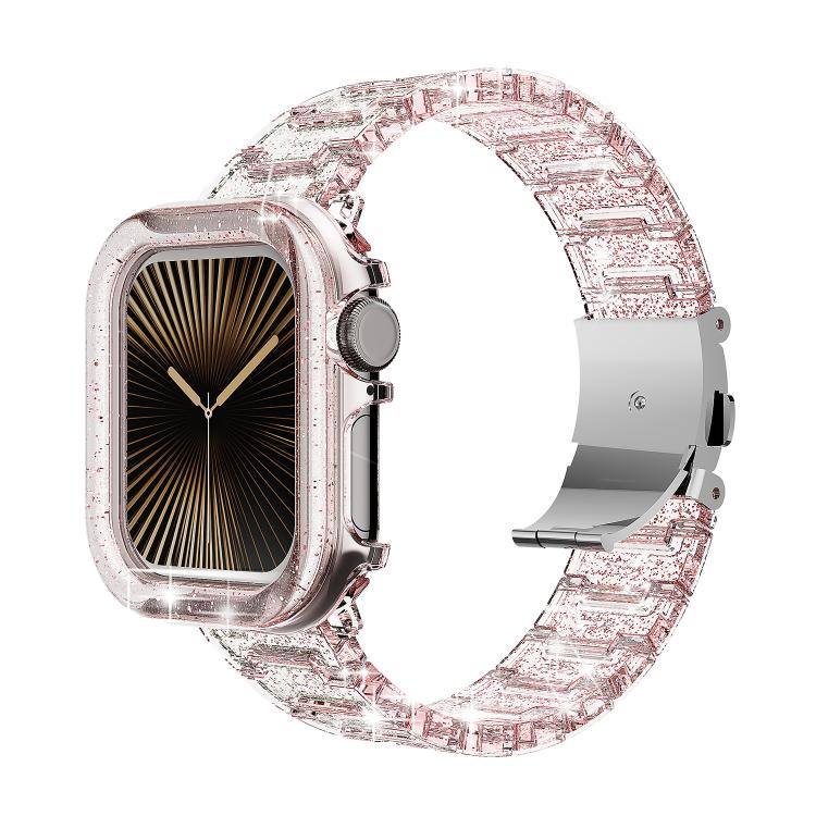 

For Apple Watch Series 10 46mm Chameleon PC Case Epoxy Resin Watch Band(Color Changing Pink)