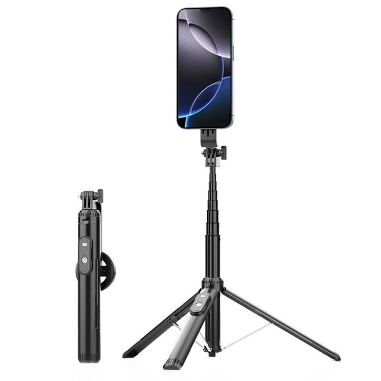 

P160 Portable MagSafe Phone Selfie Stick Tripod With Magnetic Phone Clip(Black)