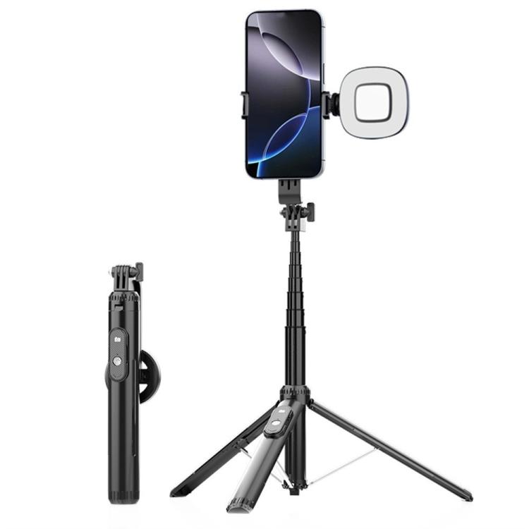 

P160 Portable MagSafe Phone Selfie Stick Tripod With Single Fill Light and Phone Clip(Black)