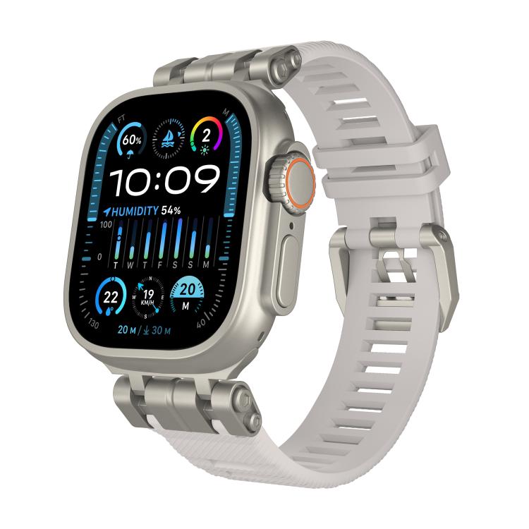 

For Apple Watch 46mm / 49mm / 45mm / 44mm H016 Functional Series Twill Texture TPU Watch Band(Titanium Starlight)