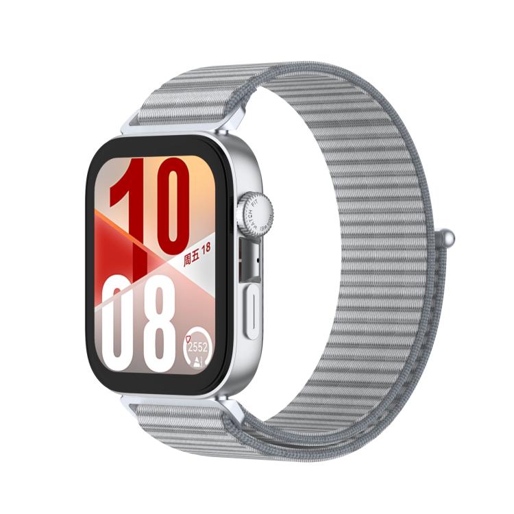 

For Huawei Watch Fit 4 / Fit 4 Pro / Fit 3 Integrated Loop Nylon Watch Band(Crest Gray)