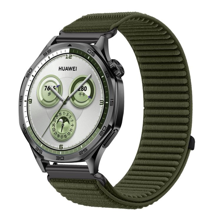 

20mm Woven Nylon Hook And Loop Fastener Metal Interface Watch Band(Spruce Green)