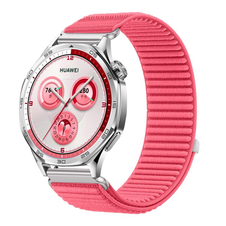

20mm Woven Nylon Hook And Loop Fastener Watch Band(Red)