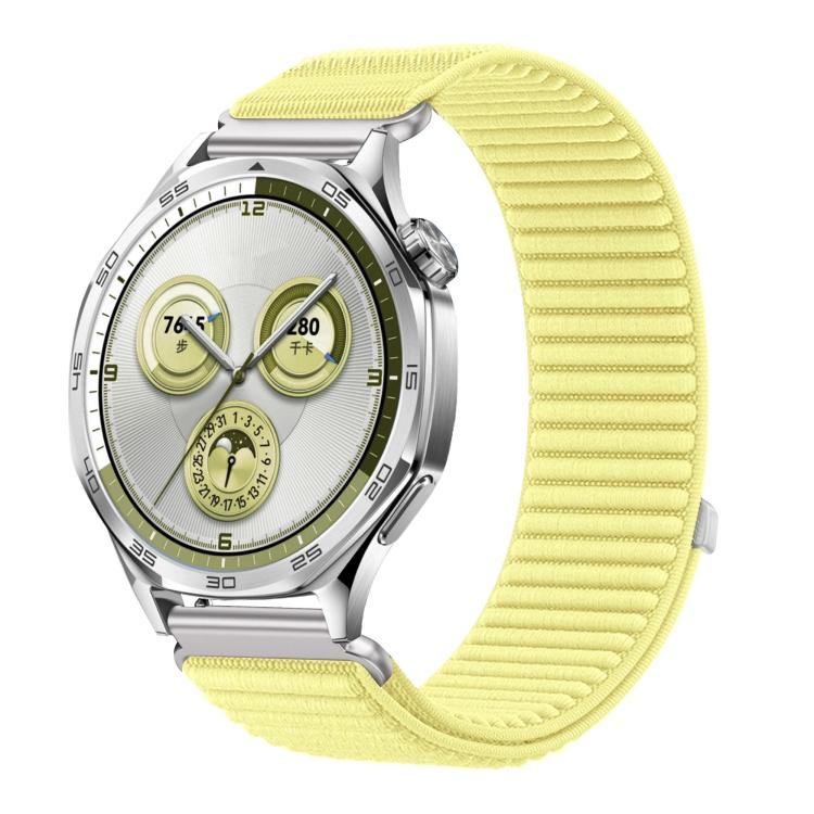 

20mm Woven Nylon Hook And Loop Fastener Metal Interface Watch Band(Neon Yellow)