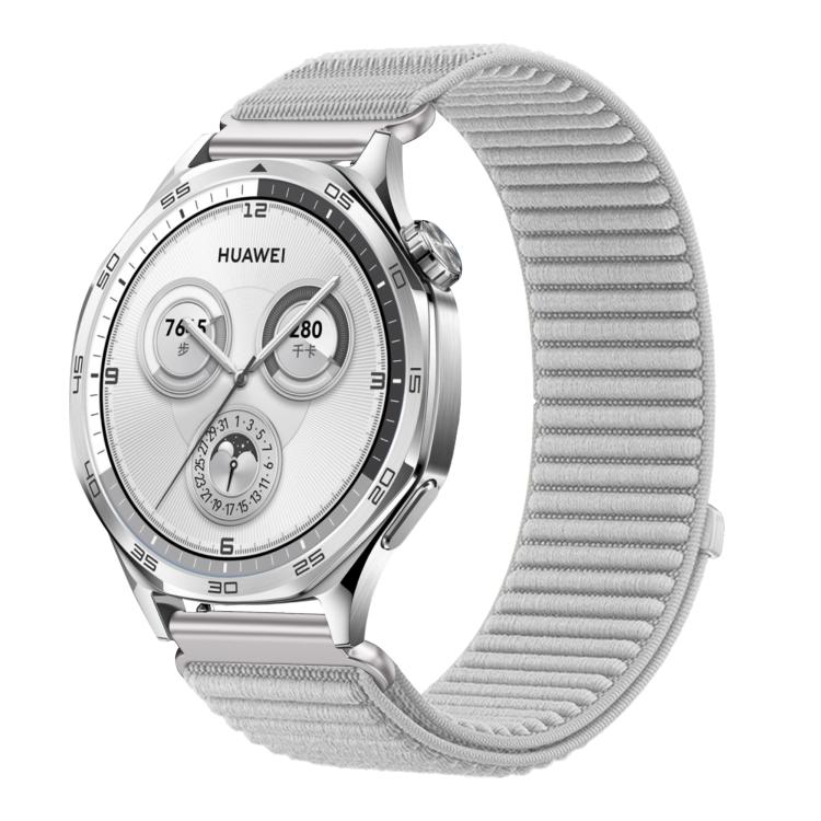 

22mm Woven Nylon Hook And Loop Fastener Metal Interface Watch Band(Gray)