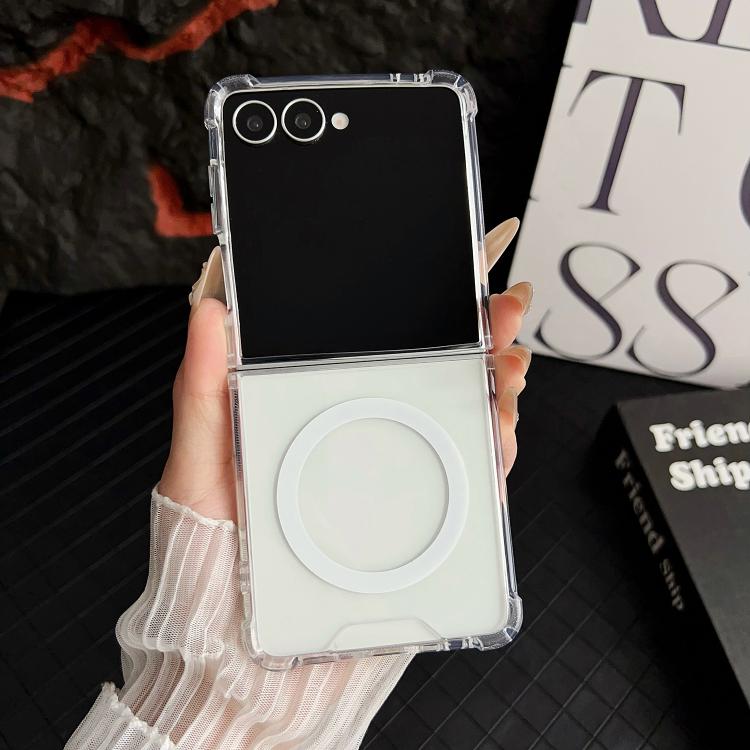 

For Samsung Galaxy Z Flip7 5G Clear MagSafe Four-corner Anti-fall Phone Case(Transparent)