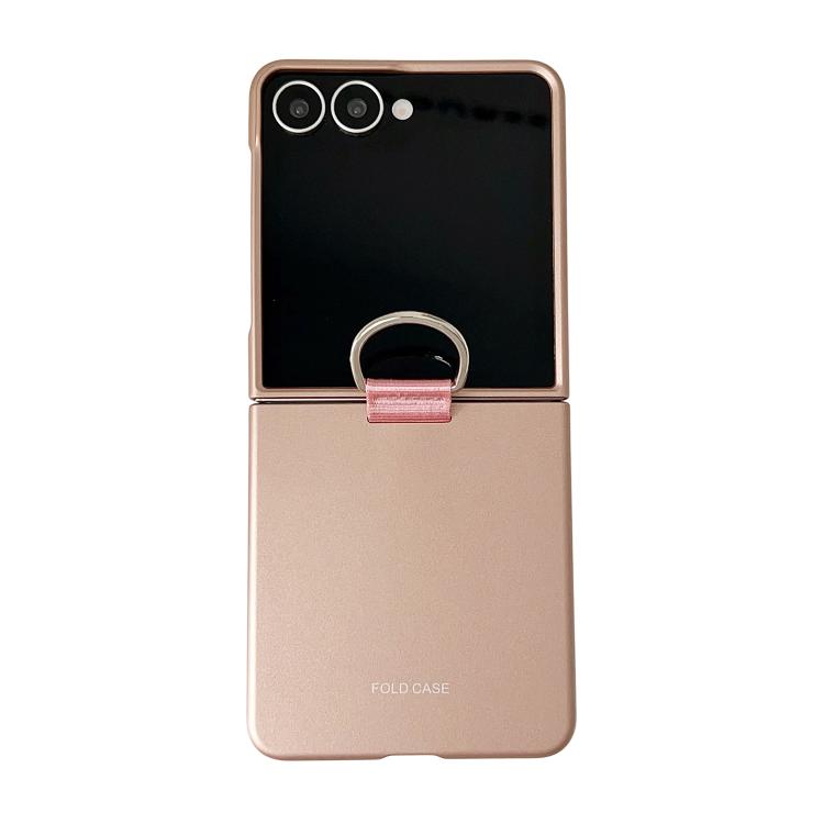

For Galaxy Z Flip7 5G Electricplating Ring Buckle Folding Phone Case(Rose Gold)