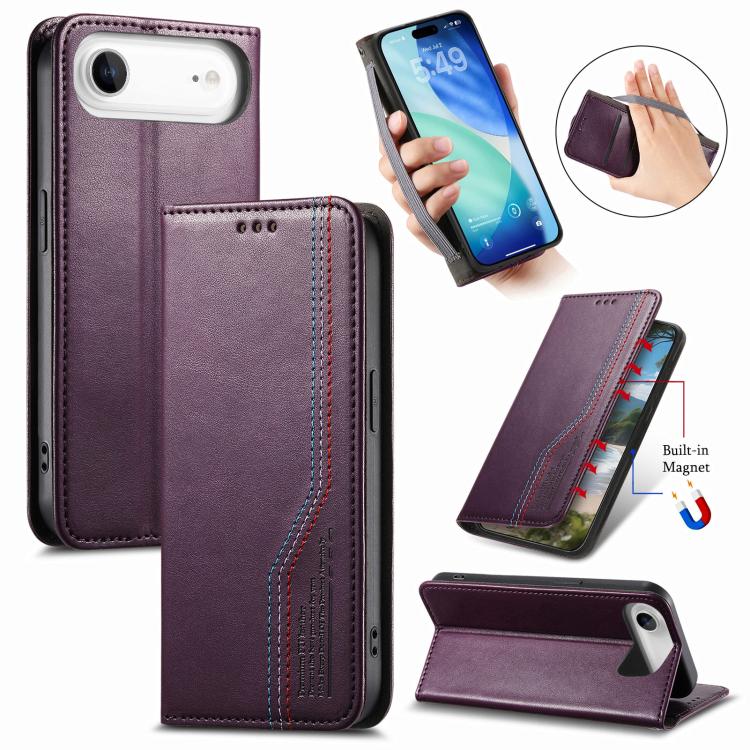 

For iPhone Air Elastic Wristband Magnetic Suction Leather Phone Case(Purple)