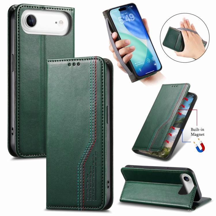 

For iPhone Air Elastic Wristband Magnetic Suction Leather Phone Case(Green)