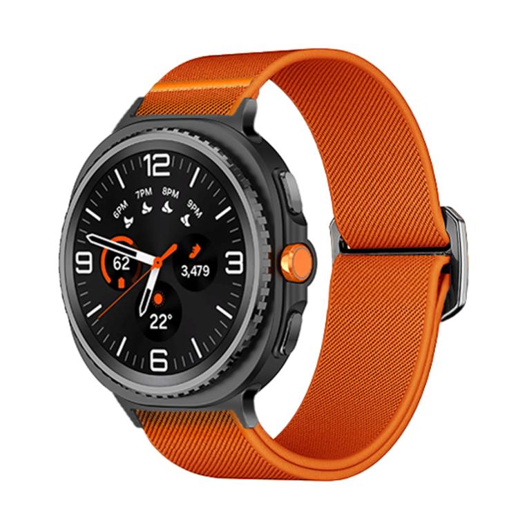 

For Samsung Galaxy Watch8 / Watch8 Classic Bull Bead Buckle Elastic Nylon Watch Band(Orange)