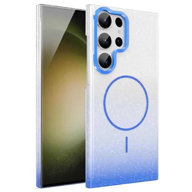 

For Samsung Galaxy S23 Ultra 5G Gold Diamond Glitter Gradient MagSafe Shockproof Phone Case(Blue)