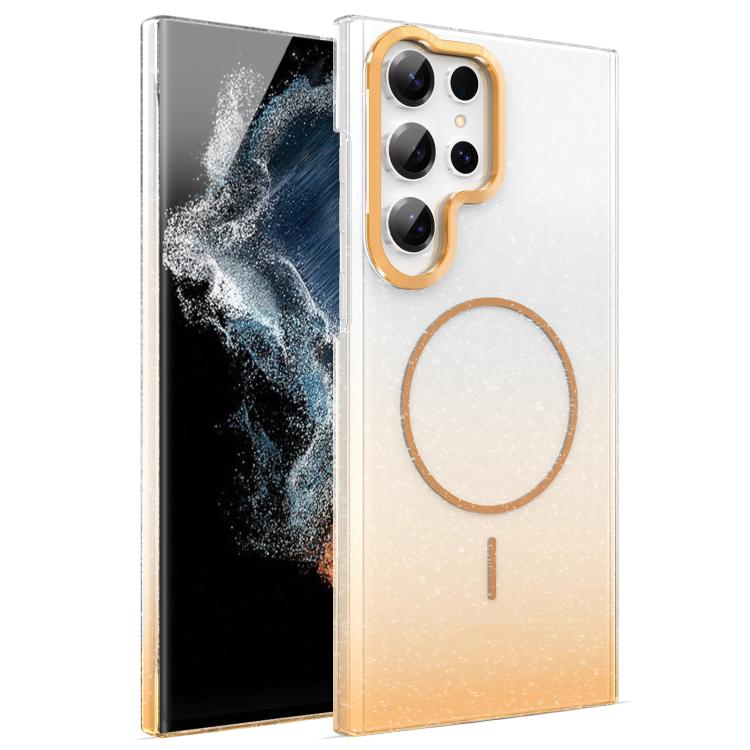 

For Samsung Galaxy S22 Ultra 5G Gold Diamond Glitter Gradient MagSafe Shockproof Phone Case(Gold)