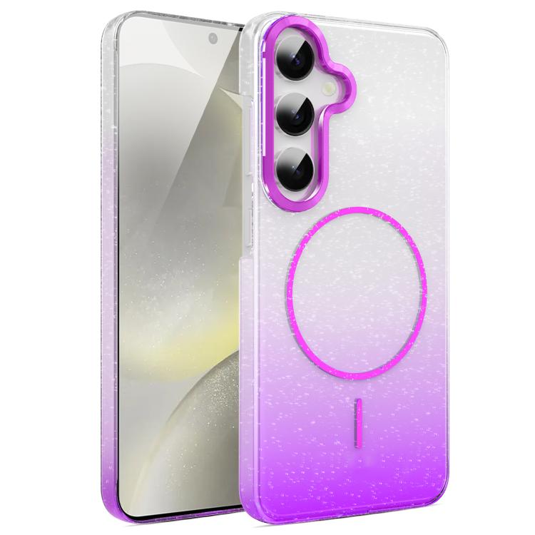 

For Samsung Galaxy S24 5G Gold Diamond Glitter Gradient MagSafe Shockproof Phone Case(Purple)