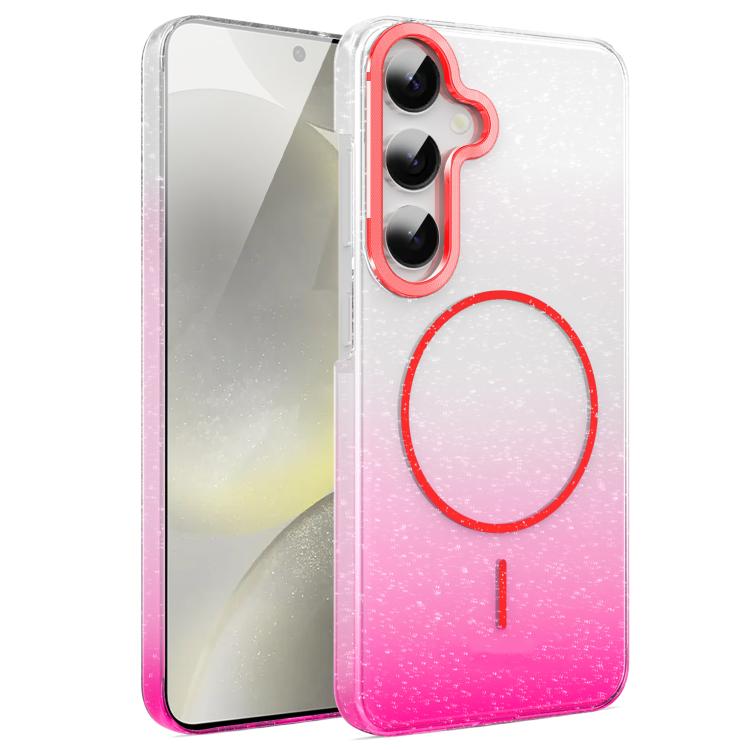 

For Samsung Galaxy S24 5G Gold Diamond Glitter Gradient MagSafe Shockproof Phone Case(Red)