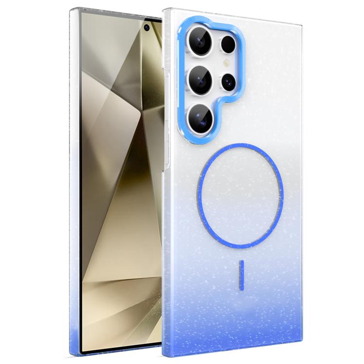 

For Samsung Galaxy S24 Ultra 5G Gold Diamond Glitter Gradient MagSafe Shockproof Phone Case(Blue)