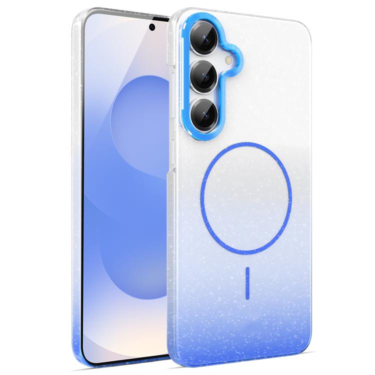 

For Samsung Galaxy S25+ 5G Gold Diamond Glitter Gradient MagSafe Shockproof Phone Case(Blue)