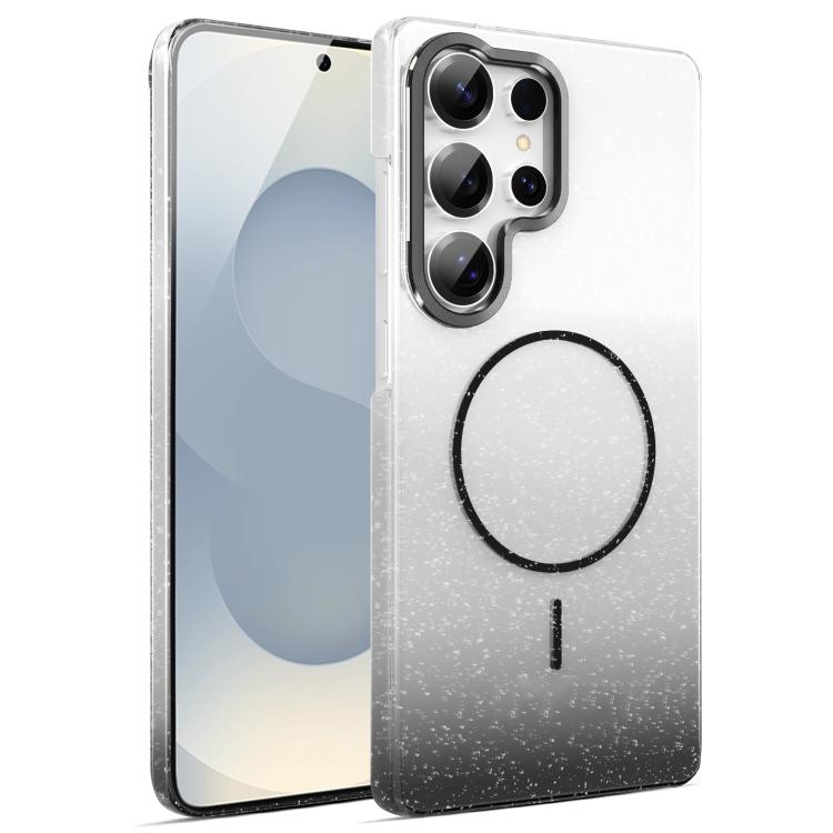 

For Samsung Galaxy S25 Ultra 5G Gold Diamond Glitter Gradient MagSafe Shockproof Phone Case(Black)