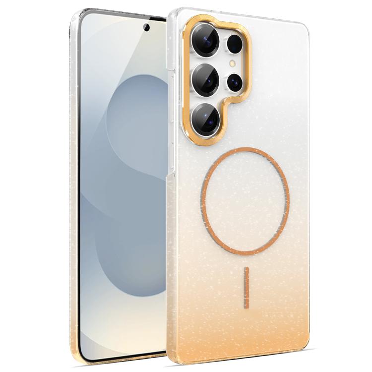 

For Samsung Galaxy S25 Ultra 5G Gold Diamond Glitter Gradient MagSafe Shockproof Phone Case(Gold)