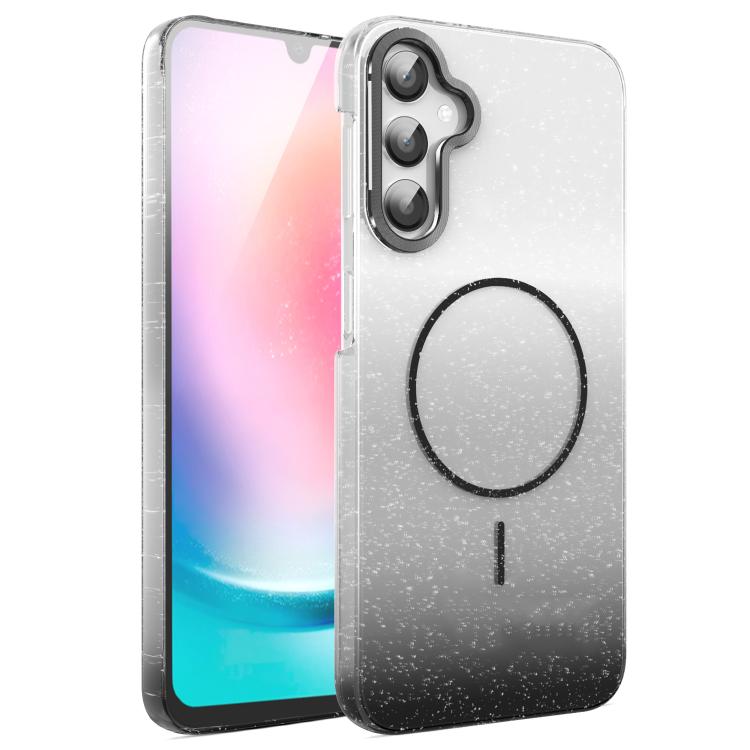 

For Samsung Galaxy A24 4G Gold Diamond Glitter Gradient MagSafe Shockproof Phone Case(Black)