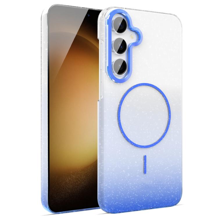 

For Samsung Galaxy S23 FE 5G Gold Diamond Glitter Gradient MagSafe Shockproof Phone Case(Blue)