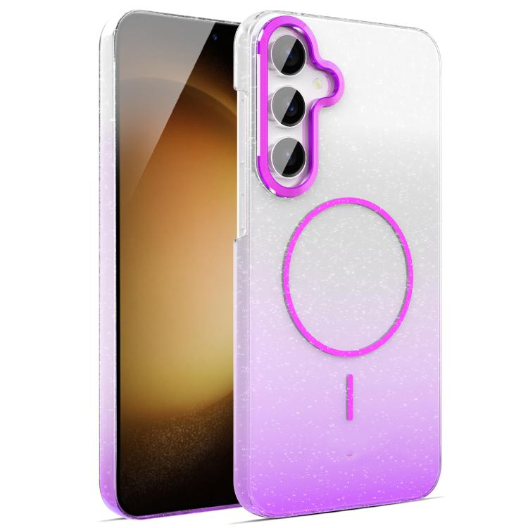 

For Samsung Galaxy S23 FE 5G Gold Diamond Glitter Gradient MagSafe Shockproof Phone Case(Purple)