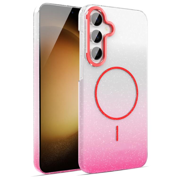 

For Samsung Galaxy S23 FE 5G Gold Diamond Glitter Gradient MagSafe Shockproof Phone Case(Red)