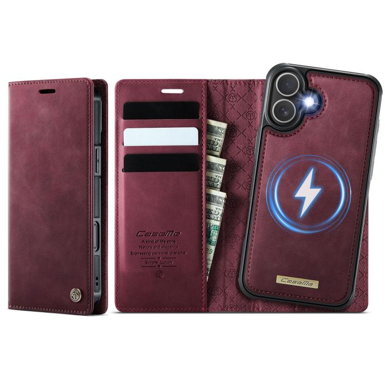 

For iPhone 16 CaseMe C49 MagSafe RFID Blocking Detachable Wallet Leather Phone Case(Red)