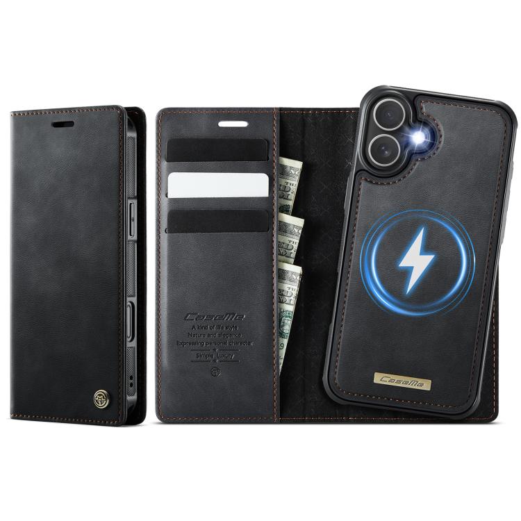 

For iPhone 16 CaseMe C49 MagSafe RFID Blocking Detachable Wallet Leather Phone Case(Black)