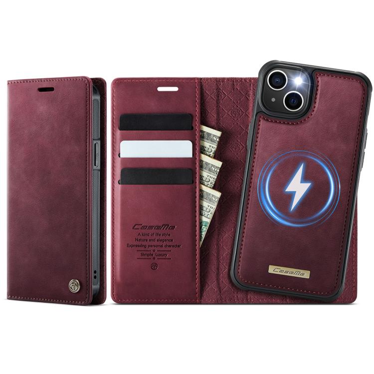 

For iPhone 15 CaseMe C49 MagSafe RFID Blocking Detachable Wallet Leather Phone Case(Red)