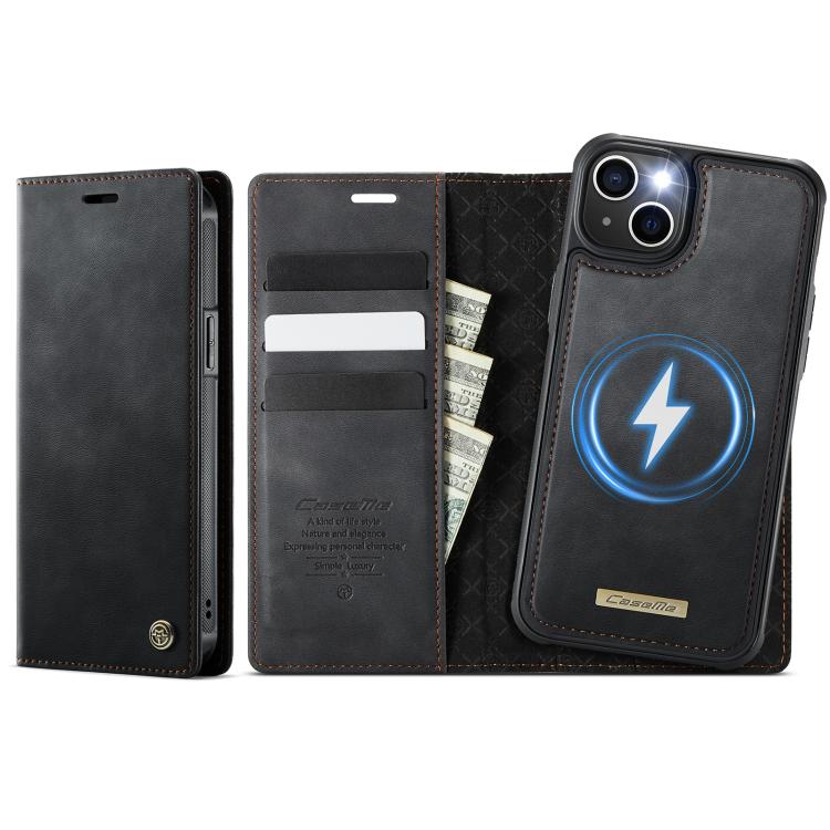 

For iPhone 15 Plus /14 Plus CaseMe C49 MagSafe RFID Blocking Detachable Wallet Leather Phone Case(Black)