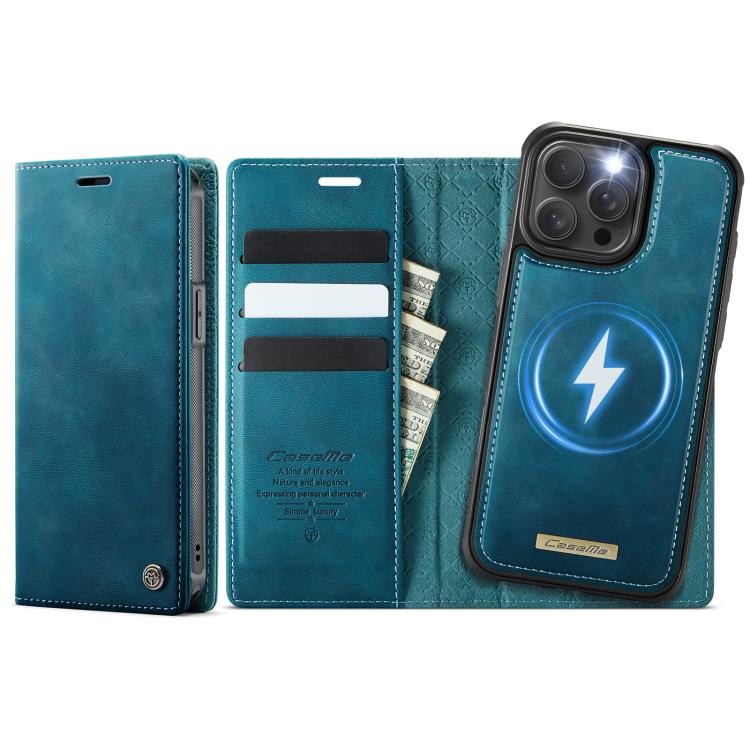 

For iPhone 15 Pro CaseMe C49 MagSafe RFID Blocking Detachable Wallet Leather Phone Case(Green)