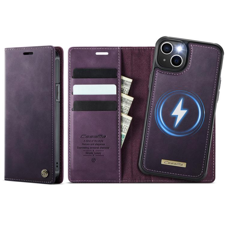 

For iPhone 14 CaseMe C49 MagSafe RFID Blocking Detachable Wallet Leather Phone Case(Purple)