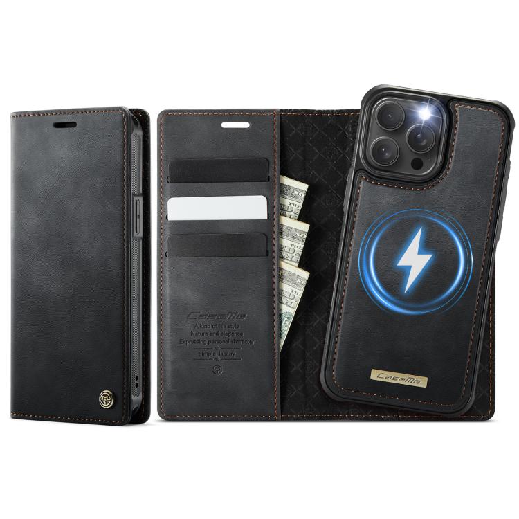 

For iPhone 13 Pro CaseMe C49 MagSafe RFID Blocking Detachable Wallet Leather Phone Case(Black)