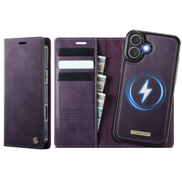

For iPhone 17 CaseMe C49 MagSafe RFID Blocking Detachable Wallet Leather Phone Case(Purple)